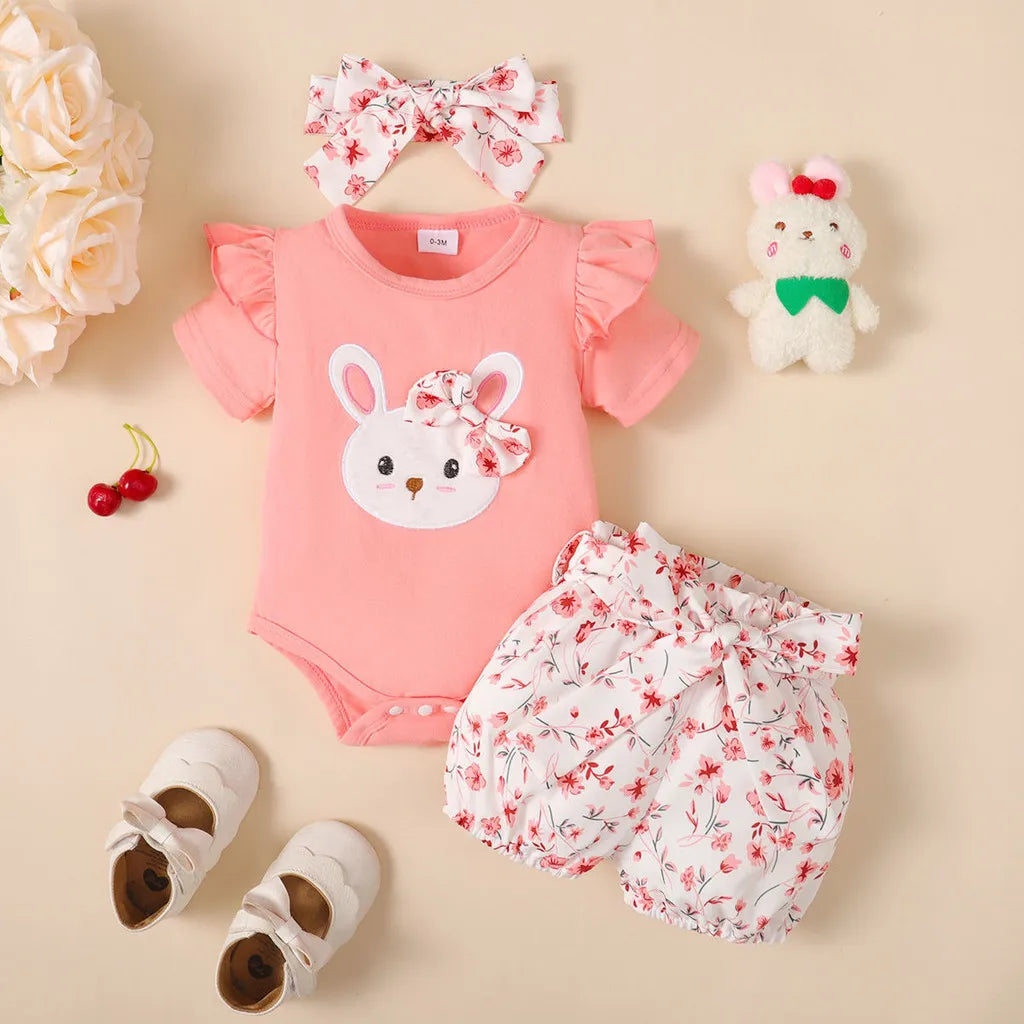 Conjunto Coelhinho Floral 3pçs